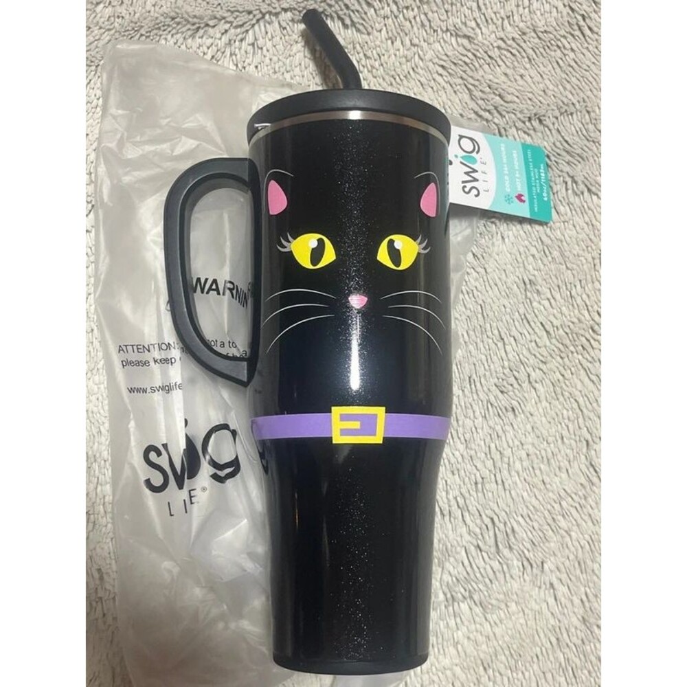 Swig mega mug large size black cat insulated 24 hrs cold 9 hrs hot new